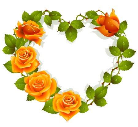 Framework from orange roses in the shape of heartのイラスト素材
