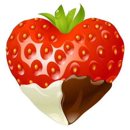 Strawberry in the shape of heartのイラスト素材