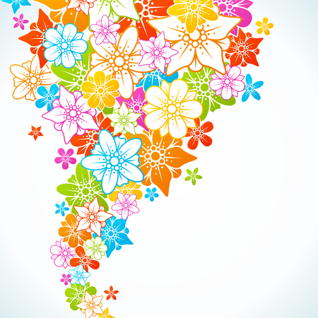 Floral colorful background  Style flowers border frame のイラスト素材