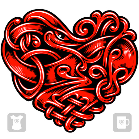 Vector celtic pattern in the shape of heartのイラスト素材
