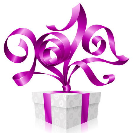 purple ribbon and gift box. Symbol of New Year 2017のイラスト素材