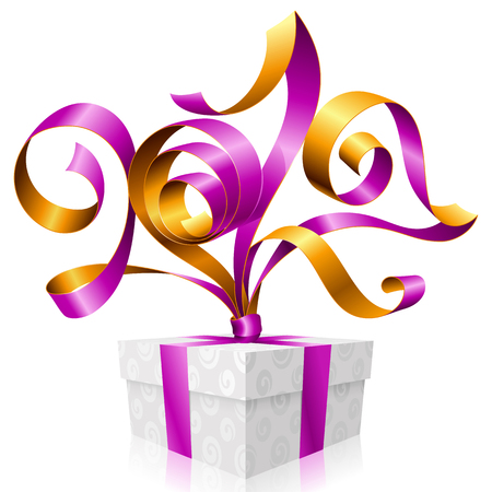purple ribbon and gift box. Symbol of New Year 2017のイラスト素材