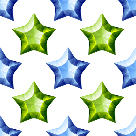 Diamonds Stars Seamless Pattern. Blue and Green Fashion Background Elements. Luxury Abstract Geometric Texture. Design Template for Wallpaper, Wrapping, Fabric or Textile. Vector Illustration.のイラスト素材