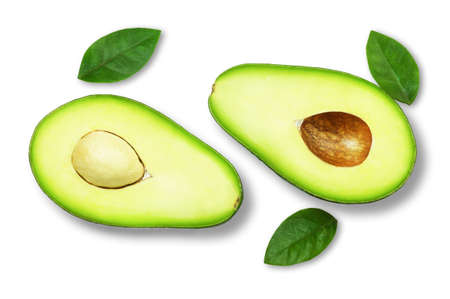 Ripe healthy avocado isolated on white background. Fresh fruit food.