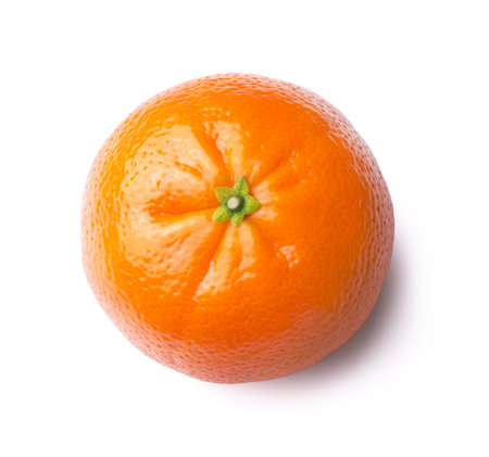 Sweet ripe tangerine isolated on white background. View from above.の写真素材
