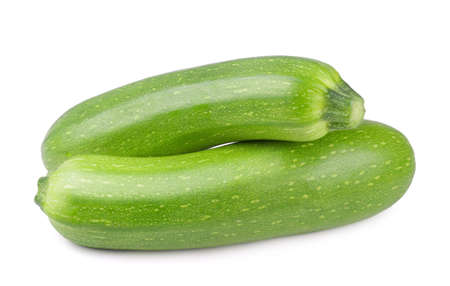 Ripe isolated zucchini on a white background. Fresh vegetables.の写真素材