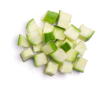 Fresh zucchini cut into pieces. Fresh vegetables.の写真素材