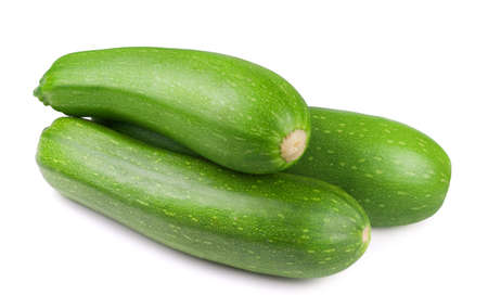 Fresh green zucchini isolated on white background. Fresh vegetables.の写真素材
