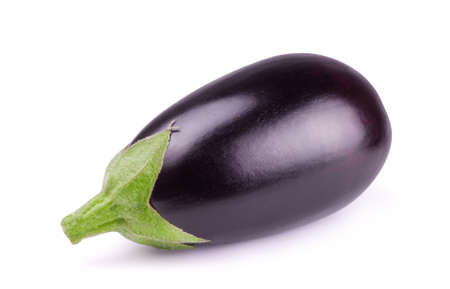 One ripe eggplant isolated on white. Fresh vegetables.の写真素材