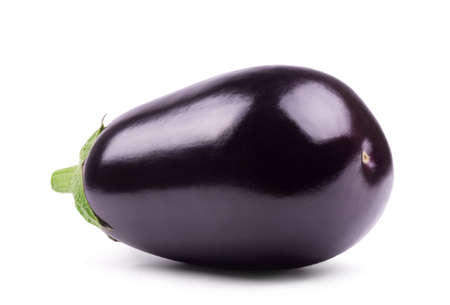 Ripe fresh eggplant isolated on a white background.の写真素材