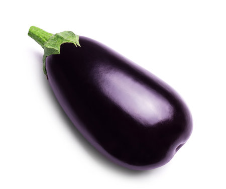Eggplant isolated on white, top view. Fresh vegetables.の写真素材