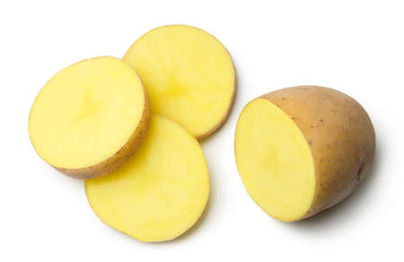 Potato isolated. Ripe potatoes on a white background top view.の写真素材