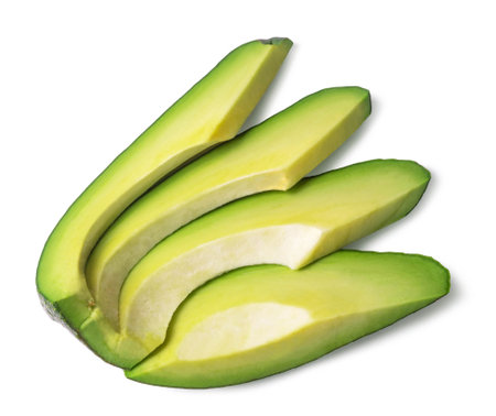 Avocado isolated. Ripe avocado slices on a white background.の写真素材