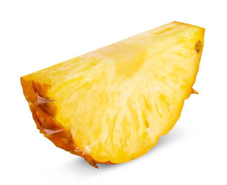 Pineapple isolated. A slice of ripe pineapple on a white background.の写真素材