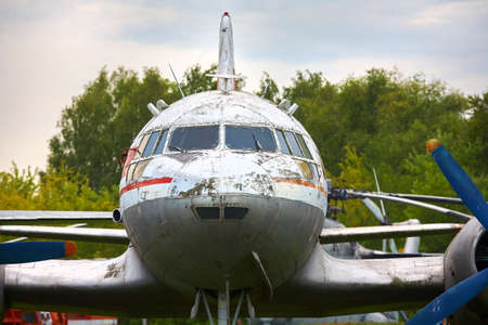 Elements of the old military plane close-up.