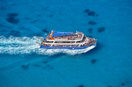LEFKADA, GREECE: Ship in Ionian Seaのeditorial素材