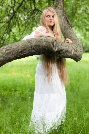young woman and her beautiful hairstyle  の写真素材