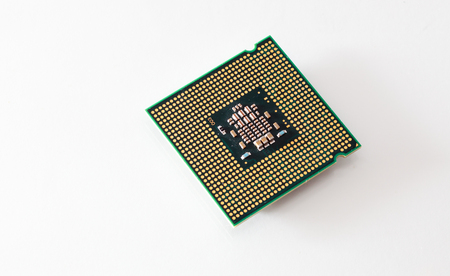 Processor on white. Computer processor close up