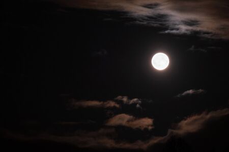 round moon in the clouds in the night sky
の写真素材