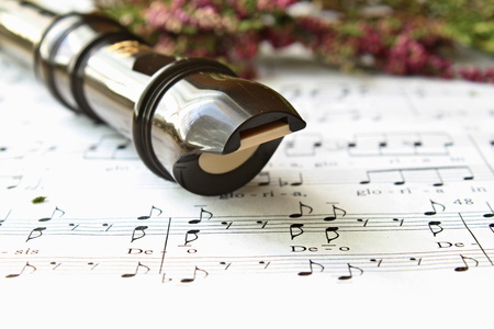 On the image is black flute.の写真素材