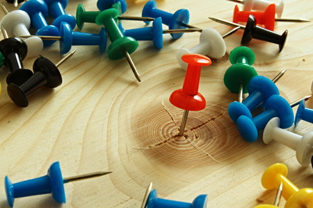 In the picture are shot, the color of Office pins on the Board.の写真素材
