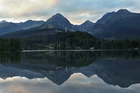 View from Strbske pleso in the High Tatras.の写真素材