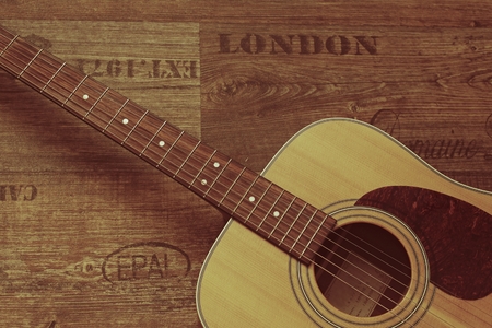 Old proposal guitar. Retro music fashion.の写真素材