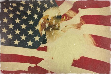 Old, retro style of the US state symbol. Nationaly american flag with famous eagle.の写真素材