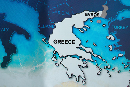 Map of Greece in blue tonesの写真素材