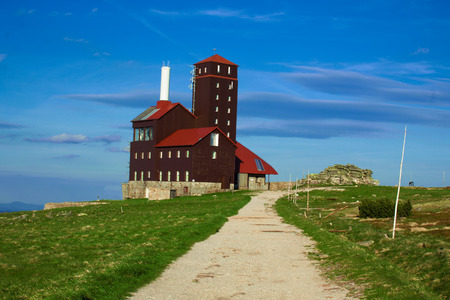 Snowplow transmitter, Giant mountain in summer.の写真素材