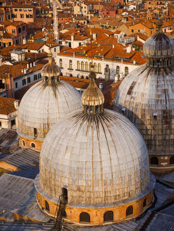 View of the Basilica di San Marco and San Marco Square in Venice, Italy. Architecture and landmark of Venice. Venice cityscape sunrise.の写真素材