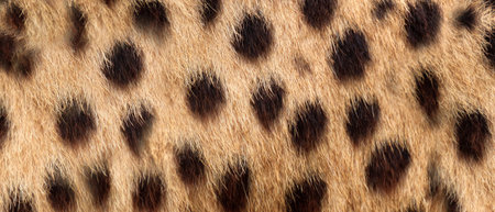 Detailed cheetah fur texture banner with natural spotted pattern ideal for background or textile...