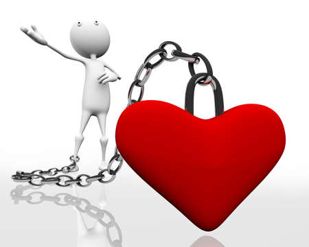 3d Circuit heart fastened to the leg of man.の写真素材