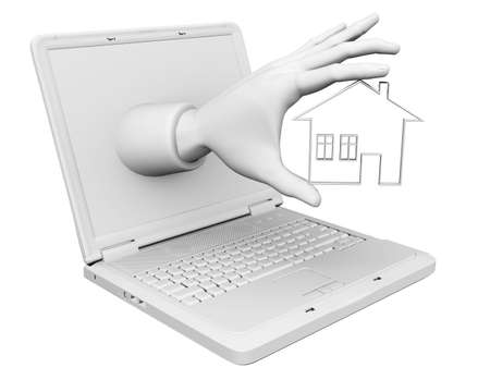 3d house from laptopの写真素材