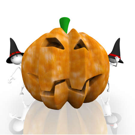 Halloween. Because pumpkins peep 3d characters.の写真素材