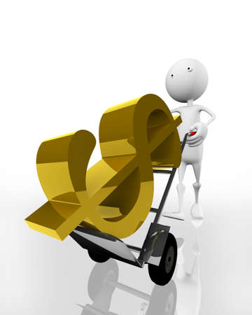 Very beautiful three-dimensional illustration, figure.Hand Track with dollars. 3d.の写真素材