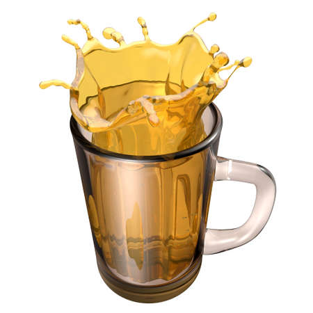 3d beer is poured from the cupの写真素材