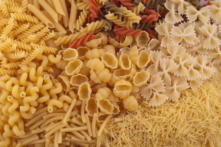 Different types of italian raw pastaの写真素材