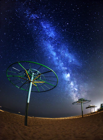 Milky Way. Beautiful summer night on the sea in Ukraineの写真素材
