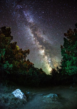 Milky Way. Beautiful summer night on the sea in Ukraineの写真素材