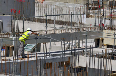 Besançon, France - August 21, 2013: Workman on a construction site.のeditorial素材