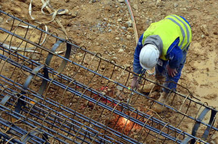 Besançon, France - August 21, 2013: Workman on a construction site.のeditorial素材