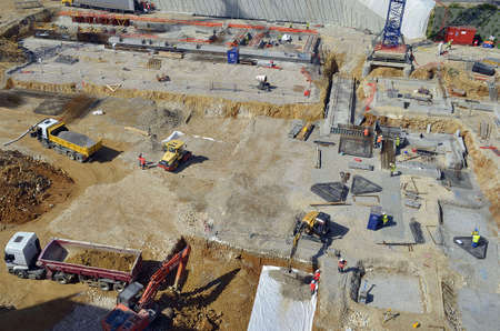 Besançon, France - June 20, 2013: Aerial view of a construction site.のeditorial素材