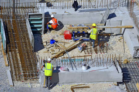 Besançon, France - June 20, 2013: Workmen on a construction site.のeditorial素材