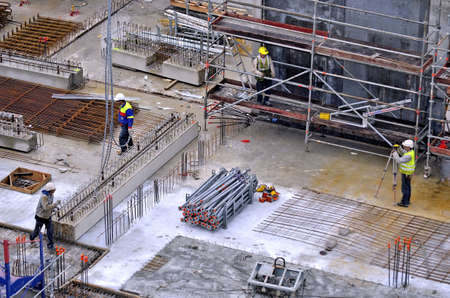 Besançon, France - September 17, 2013: Workmen on a construction site.のeditorial素材