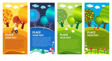 Four seasons: winter, spring, summer, autumn. Vector.のイラスト素材