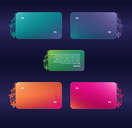 Set of detailed floral testimonials blocks for web template. Vector.のイラスト素材
