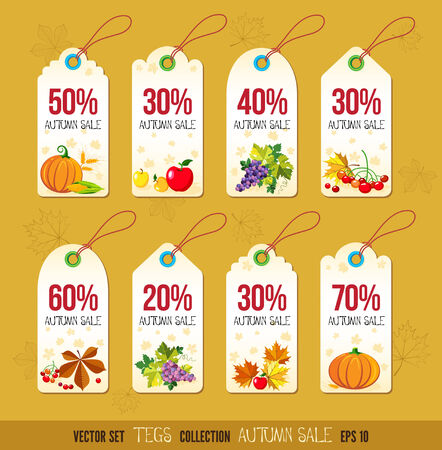 Price and discount tags autumn color design, vector illustration.のイラスト素材