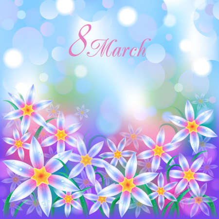 March 8 Card with abstract bokeh effect backgroundのイラスト素材