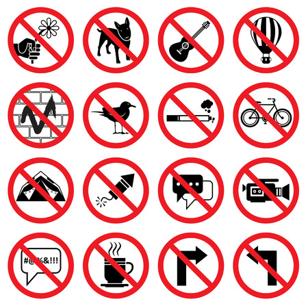 Set of forbidden signs with different designations のイラスト素材